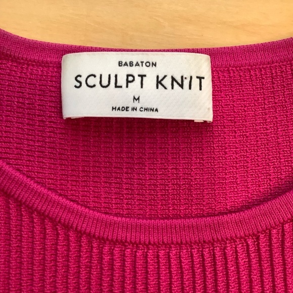 BABATON Granita Pink Sculpt Knit Racer Mini Dress Size M - Picture 8 of 13